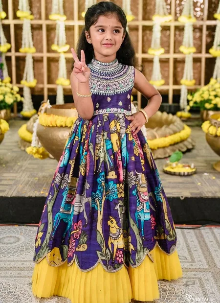 Oc 223 Heavy Chinon With Embroidery Sequence Work Kids Girs Wear Gown Collection Wholesale Online